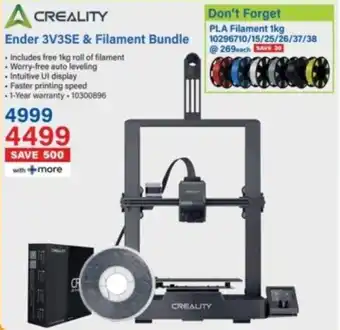 Incredible Connection Creality Ender 3V3SE & Filament Bundle offer