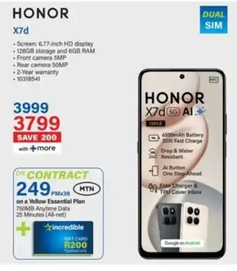 Incredible Connection Honor X7d offer