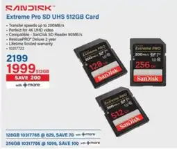 Incredible Connection SanDisk Extreme Pro SD UHS 512GB Card offer
