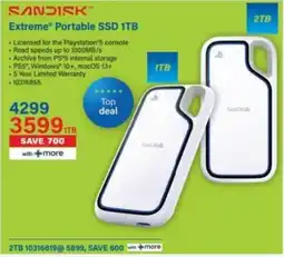 Incredible Connection SanDisk Extreme Portable SSD 1TB offer