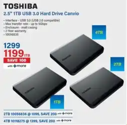 Incredible Connection Toshiba 2.5" 1TB USB 3.0 Hard Drive Canvio offer