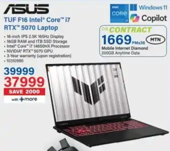Incredible Connection ASUS TUF F16 Intel Core i7 RTX 5070 Laptop offer