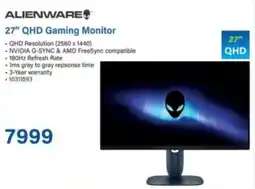 Incredible Connection Alienware 27" QHD Gaming Monitor offer