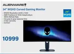 Incredible Connection Alienware 34" WQHD Curved Gaming Monitor offer
