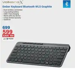 Incredible Connection VolkanoX Ember Keyboard Bluetooth WLS Graphite offer