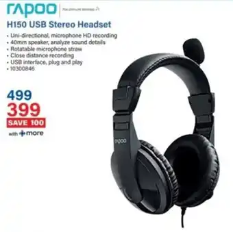 Incredible Connection Rapoo H150 USB Stereo Headset offer