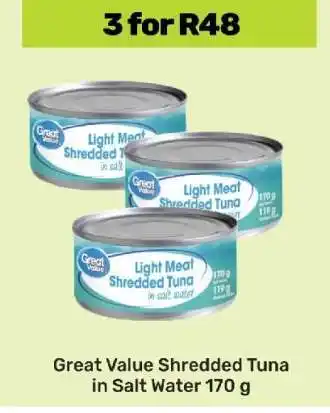 Game Great Value Shredded Tuna in Salt Water 170 g offer