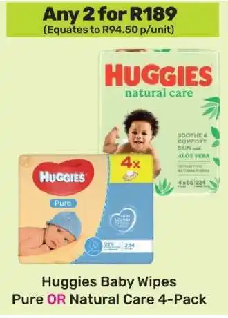 Game Huggies Baby Wipes Pure OR Natural Care 4-Pack offer