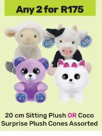Game 20 cm Sitting Plush OR Coco Surprise Plush Cones Assorted offer