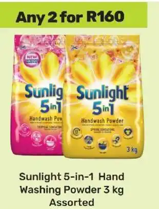Game Sunlight 5-in-1 Hand Washing Powder 3 kg Assorted offer