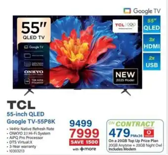 Incredible Connection TCL 55-inch QLED Google TV-55P8K offer