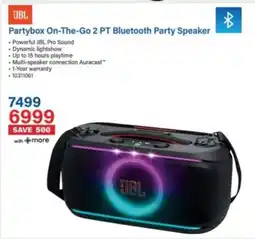 Incredible Connection JBL Partybox On-The-Go 2 PT Bluetooth Party Speaker offer