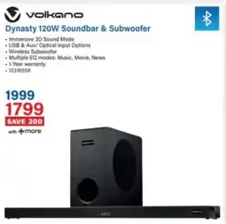 Incredible Connection Volkano Dynasty 120W Soundbar & Subwoofer offer