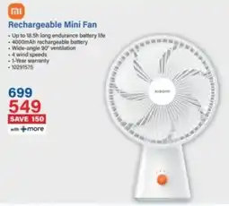 Incredible Connection Xiaomi Rechargeable Mini Fan offer
