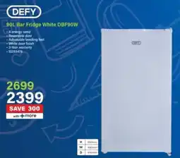 Incredible Connection Defy Bar Fridge White DBF90W offer