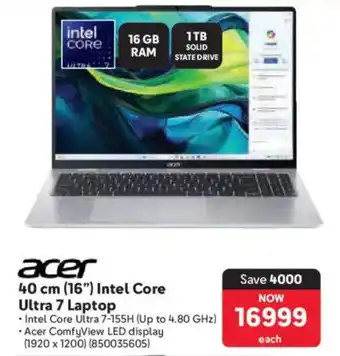 Makro Acer 16" Intel Core Ultra 7 Laptop offer