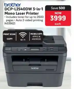 Makro DCP-L2540DW 3-in-1 Mono Laser Printer offer