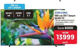 Makro SAMSUNG 190 cm 75 Smart QLED TV offer
