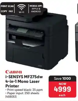 Makro Canon i-SENSYS MF275dw 4-in-1 Mono Laser Printer offer