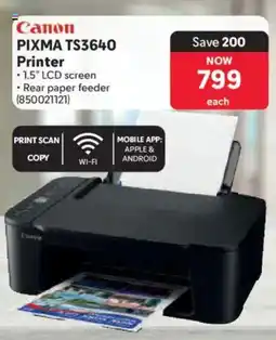 Makro Canon PIXMA TS3640 Printer offer