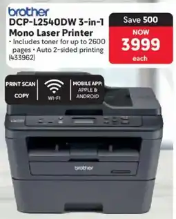 Makro Brother DCP-L2540DW 3-in-1 Mono Laser Printer offer
