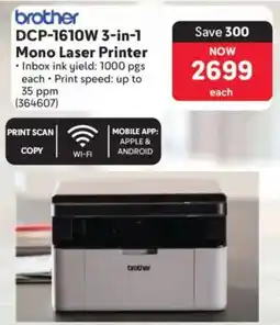 Makro Brother DCP-1610W 3-in-1 Mono Laser Printer offer