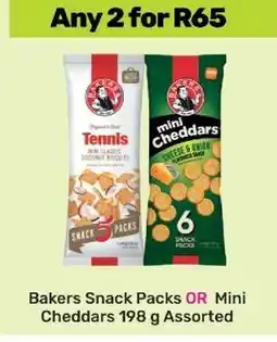 Game Bakers Snack Packs OR Mini Cheddars 198 g Assorted offer