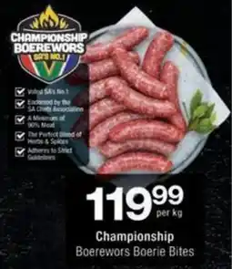 Checkers Championship Boerewors Boerie Bites offer