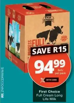 Checkers First Choice Full Cream Long Life Milk offer