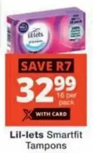 Checkers Lil-lets Smartfit Tampons offer