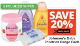 Checkers Johnson's Baby Toiletries Range offer
