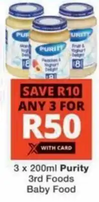 Checkers Purity 3rd Foods Baby Food offer