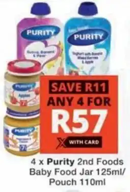 Checkers Purity 2nd Foods Baby Food Jar/ Pouch offer