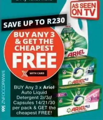 Checkers Ariel Auto Liquid Detergent/ Capsules offer