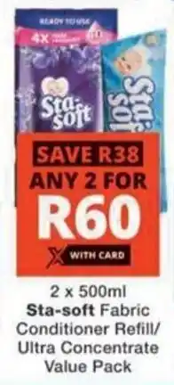 Checkers Sta-soft Fabric Conditioner Refill/ Ultra Concentrate Value Pack offer