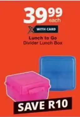 Checkers Lunch to Go Divider Lunch Box offer