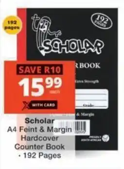 Checkers Scholar A4 Feint & Margin Hardcover Counter Book offer