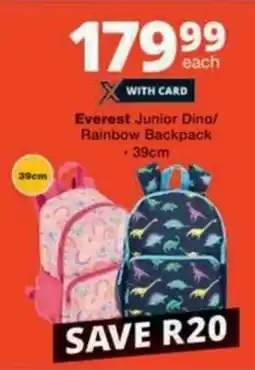 Checkers Everest Junior Dino/ Rainbow Backpack offer