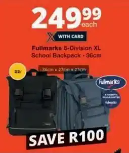 Checkers Fullmarks 5-Division XL School Backpack offer