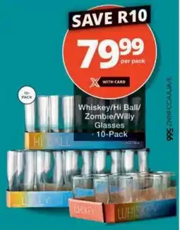 Checkers Whiskey/ Hi Ball/ Zombie/ Willy Glasses offer