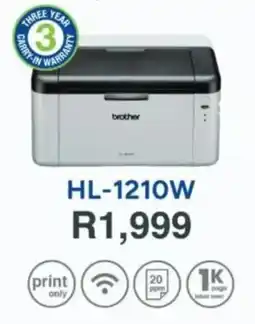 Computer Mania Brother HL-1210W Black and White Laser Printer offer