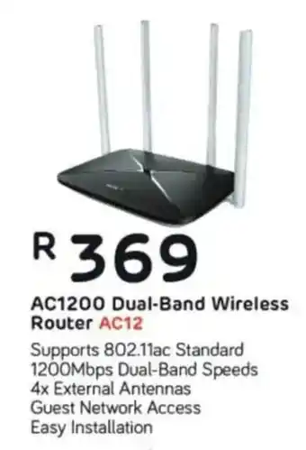 Computer Mania Mercusys AC1200 Dual-Band Wireless Router AC12 offer