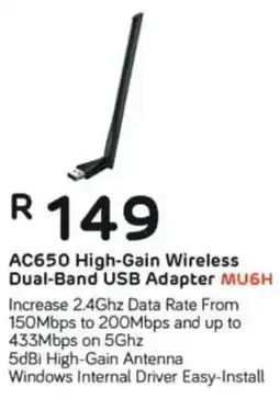 Computer Mania Mercusys AC650 High-Gain Wireless Dual-Band USB Adapter offer