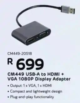 Computer Mania UGreen CM449 USB-A to HDMI + VGA 1080P Display Adapter offer