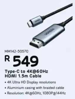 Computer Mania UGreen Type-C to 4K60Hz HDMI 1.5m Cable offer