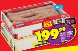 Shoprite Big nick frozen braai/ chicken/ chakalaka wors offer