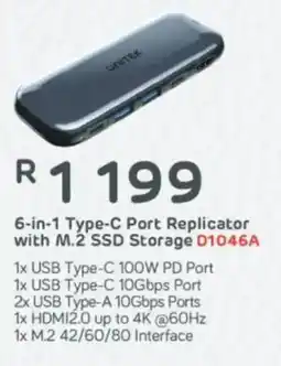 Computer Mania Unitek 6-in-1 Type-C Port Replicator with M.2 SSD Storage offer