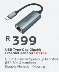 Computer Mania Unitek USB Type-C to Gigabit Ethernet Adapter offer