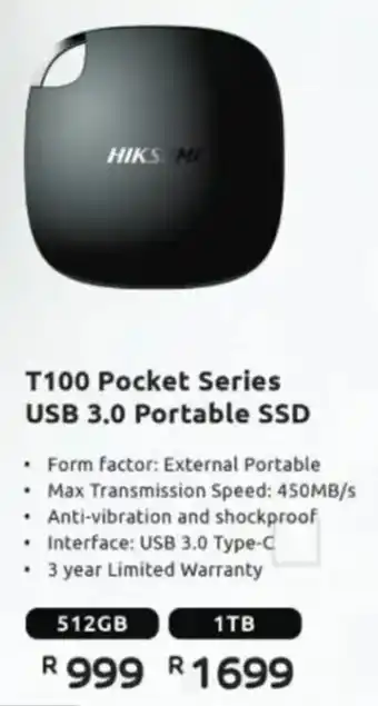 Computer Mania Hiksemi T100 Pocket Series USB 3.0 Portable SSD offer