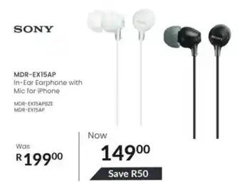 Computer Mania Sony In-Ear Earphone with Mic for iPhone offer